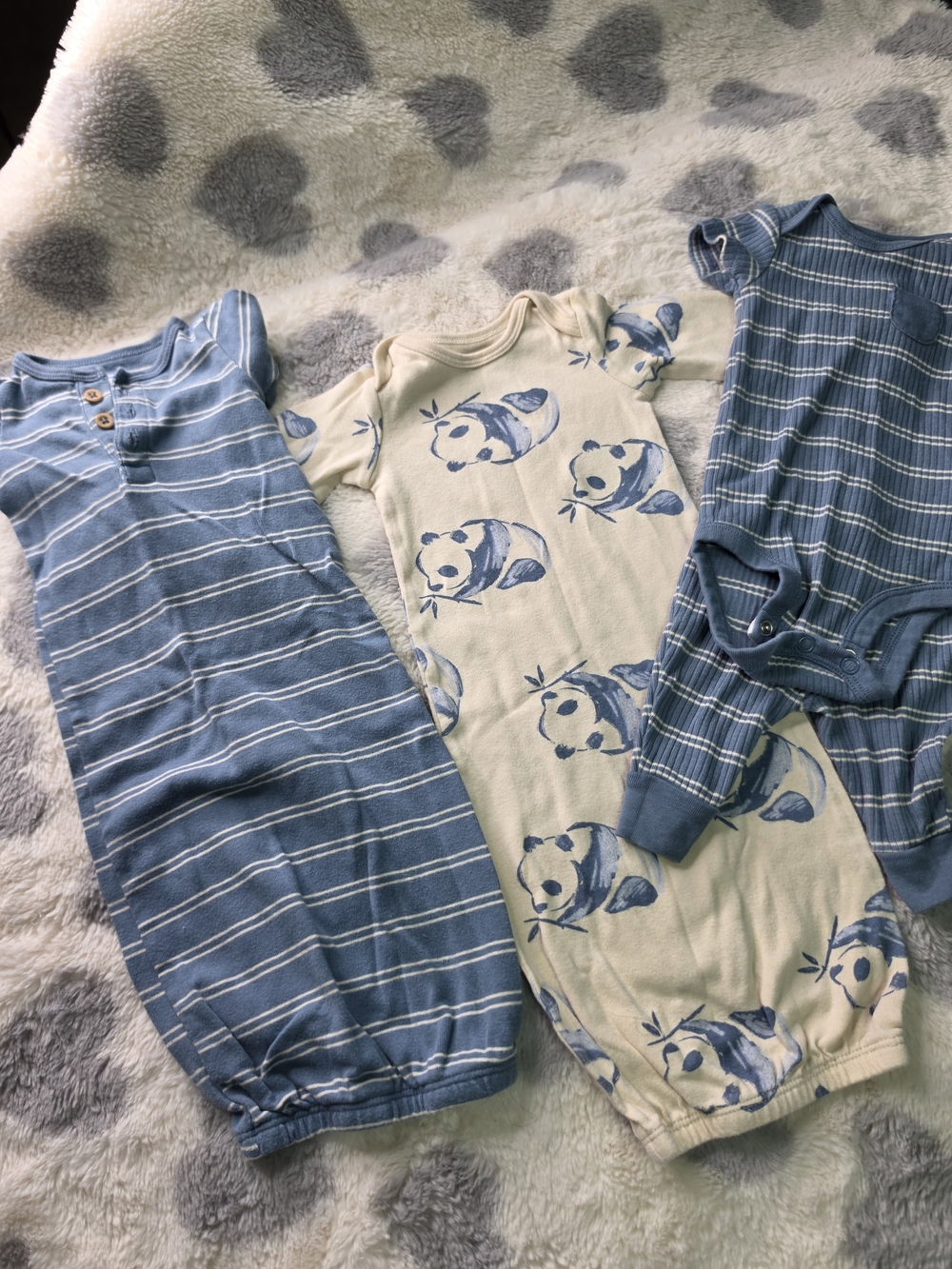 Carter's Blue & Cream Panda Print and Striped Sleepwear Set